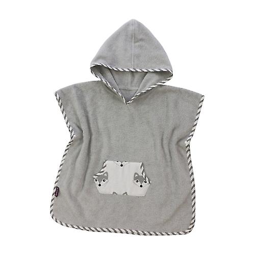 Puckdaddy Bath Poncho Foxi 57x84 cm Baby Poncho with HoodEd Fox Pattern in Grey