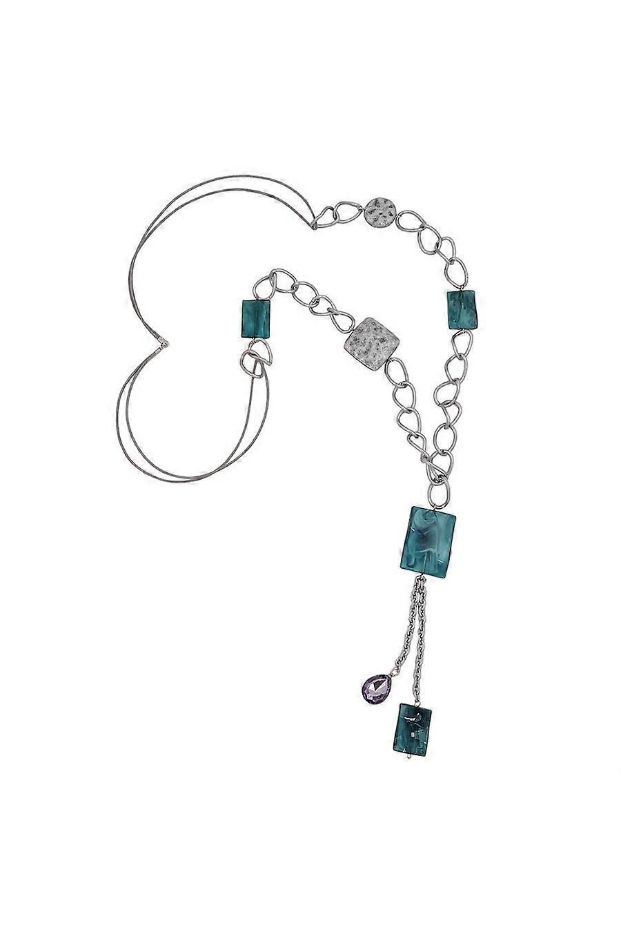 Necklace Curb Chain Different Beads Turquoise - Gl01195