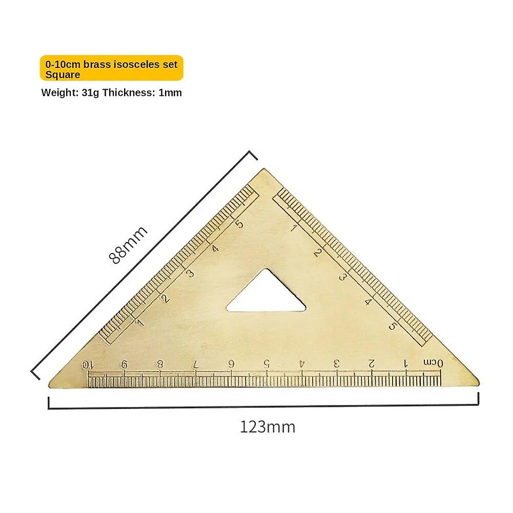 Mini Retro Brass Ruler Triangle Ruler Protractor Measuring Tools Cartography Ruler Geometric Metal Drawing Set Bookmark Stationery~11159