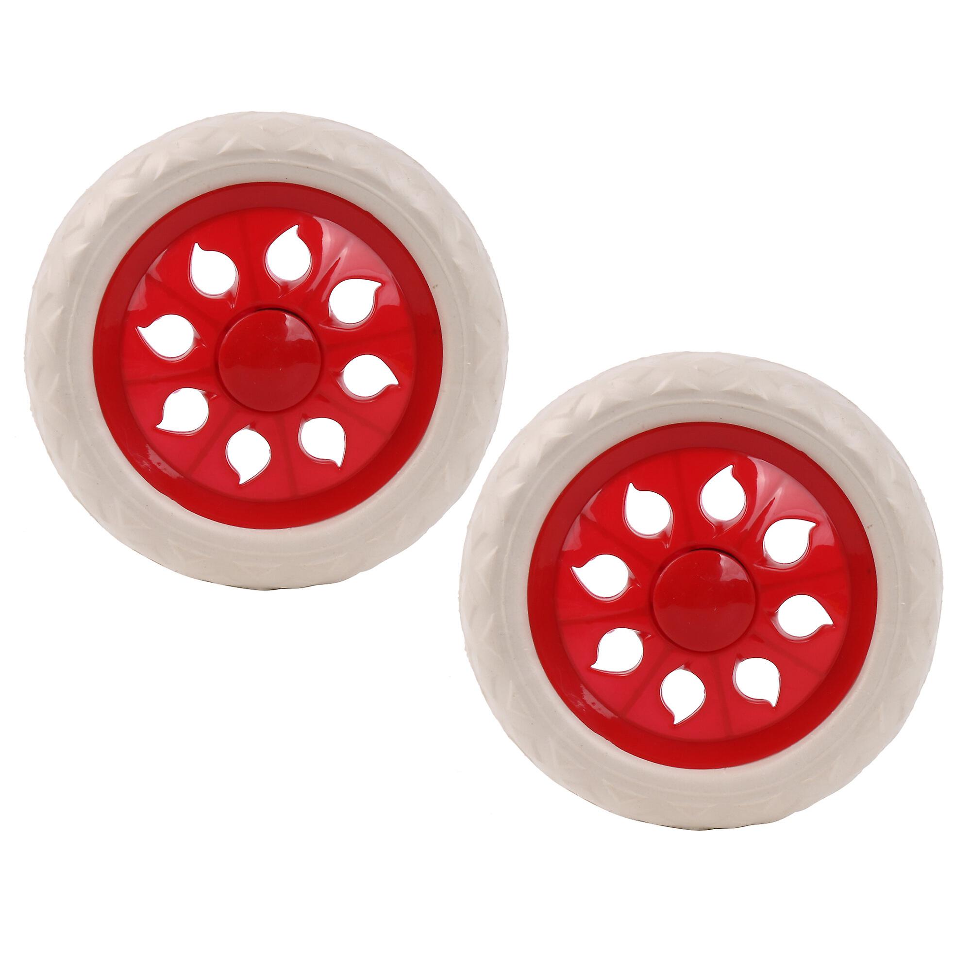 2 Pcs Shopping Cart Caster 6.3 Inch Diameter 1.26Inch Width Red Plastic