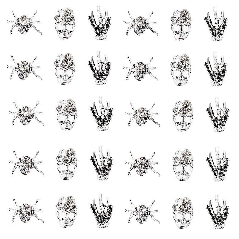 30pcs Spider Nail Studs For Halloween Decorations