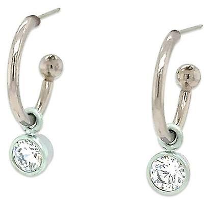 Ti2 Titanium Gem Charm Hoop Earrings - Light Green