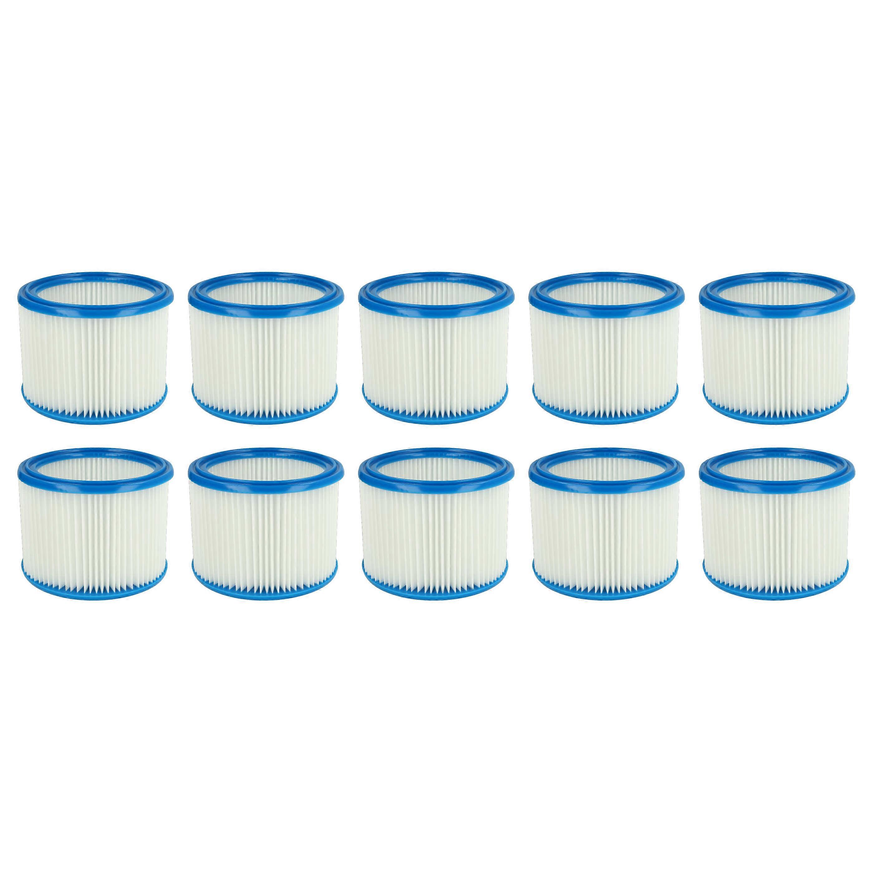 Filtru plisat vhbw 10x compatibil cu Aspirator Flex VC 25 L MC, VC 21 L MC, VCE 26 L MC, VC 26 L MC - Filtru cartuș, albastru alb