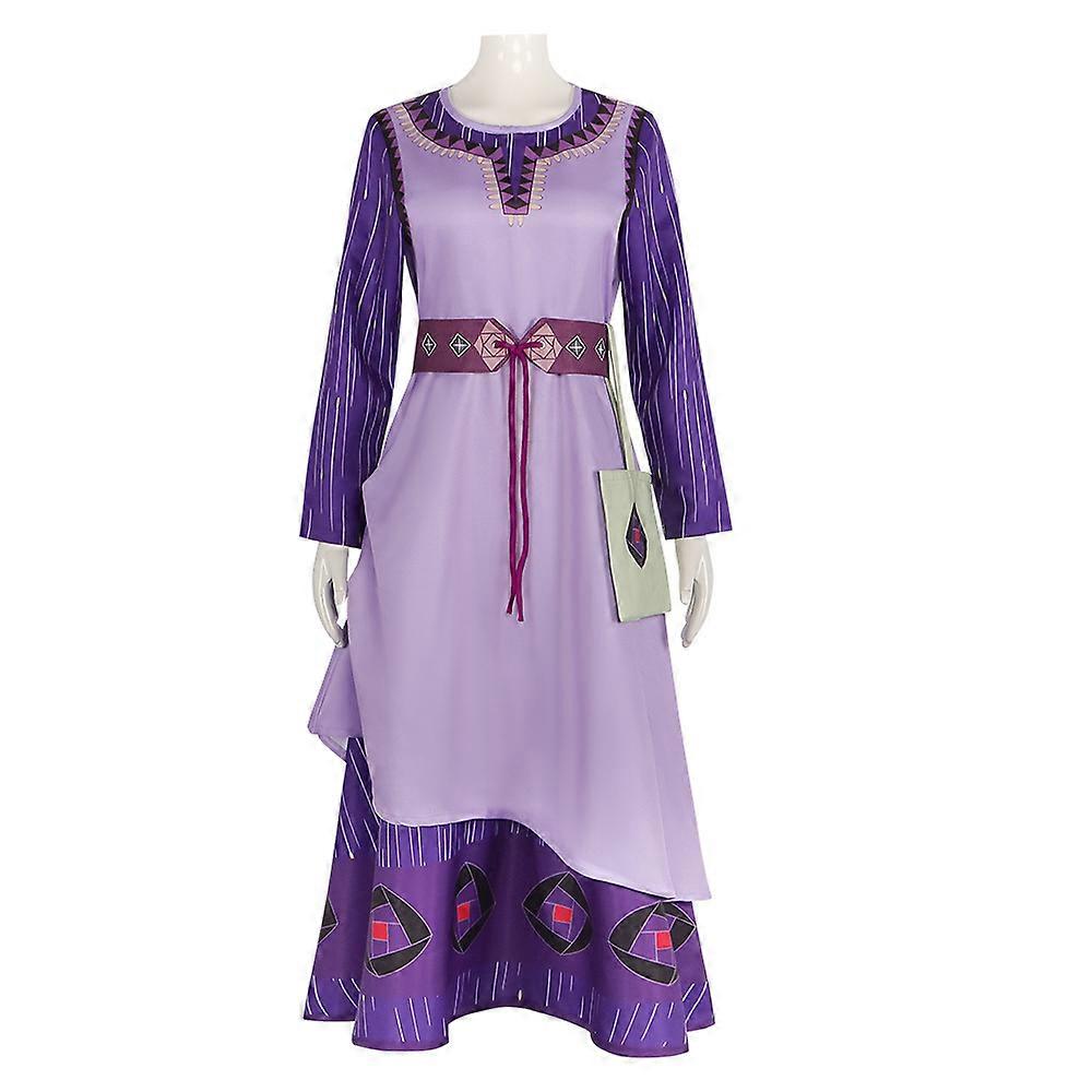 Movie Wish Asha Cosplay Costume Cartoon Adult Purple Princess Dress Maid  Uniform Halloween Masquerade Party Women Clothes | Fruugo UK