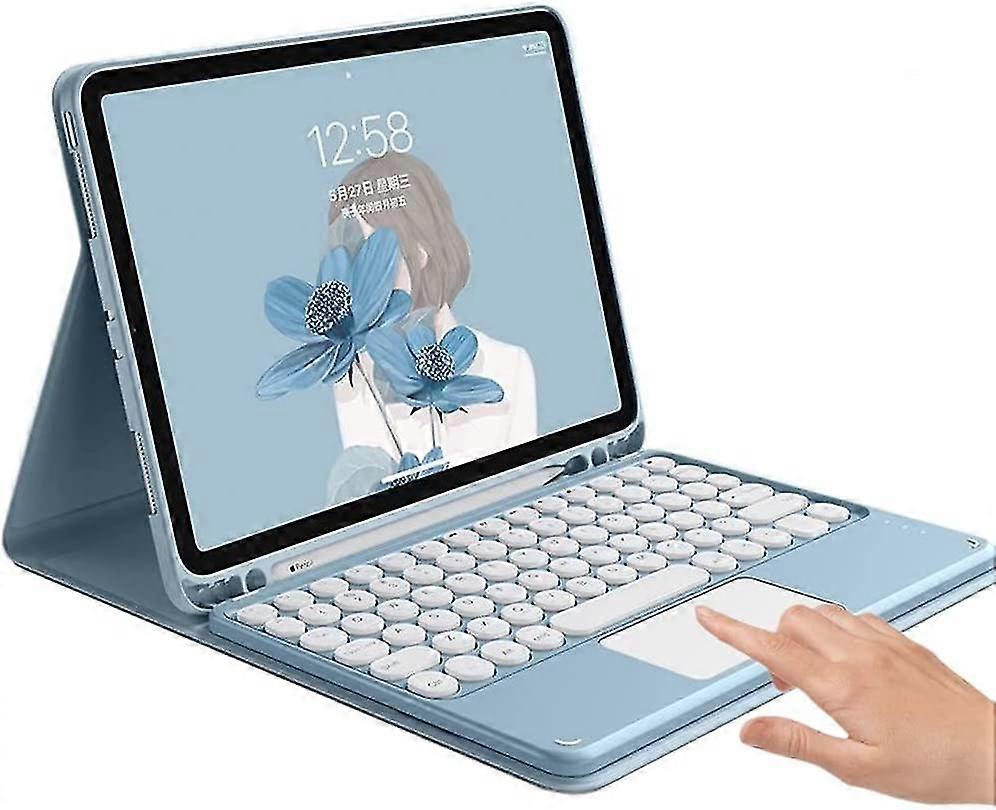 Ipad 6 Ipad 5 Air 2 Pro 9.7 Inch Keyboard Case With Touchpad Cute Round Key Color Keyboard Ipad 6th 5th Generation Detachable Bluetooth Touch Keyboard