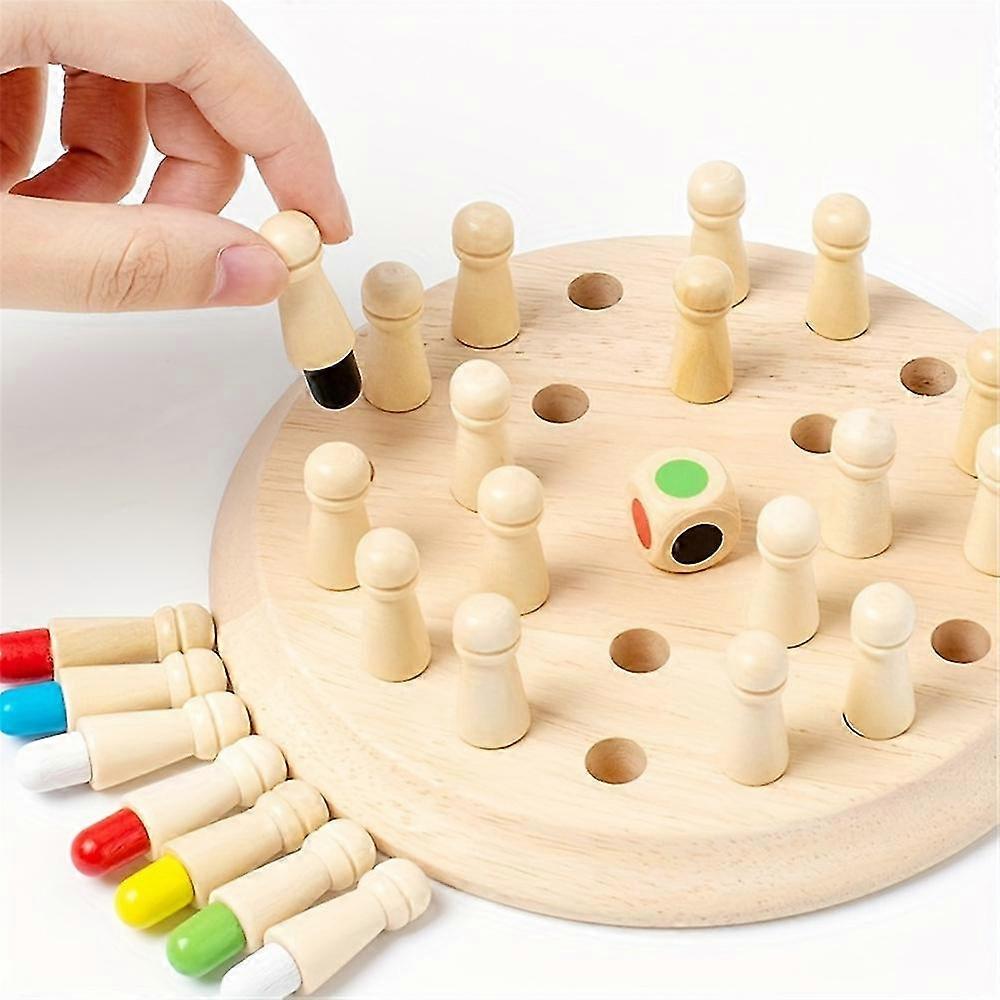 Wooden Color Memory Chess Stick Children Matchstick Wood Memory Game Intelligent Logic Game Kids Brain Teaser Game Family Party Interactive Fun Game B