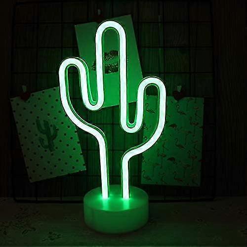 Cactus Neon Sign Night Light Lamp with Decorative Stand Base