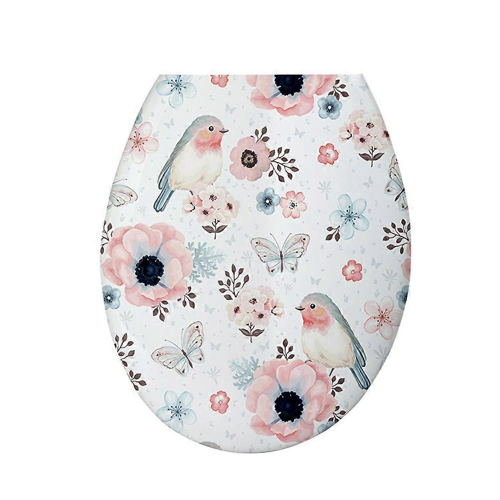 1 PZ 18 Pollici Ispessimento Stampato Coperchio Del WC A Forma Di U Copriwater Universale Coperchio WC In Plastica Modelli Creativi Anello Sedile WC Per WC Domestico