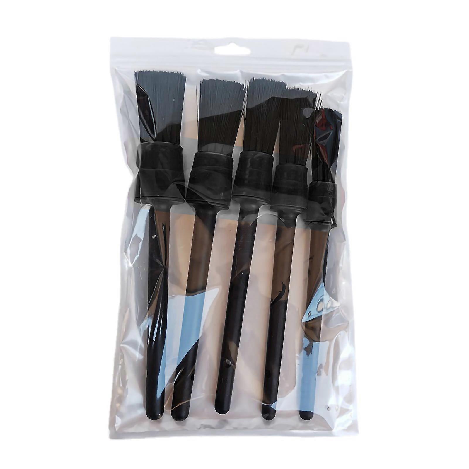 5個入り 車用ディテールブラシセット 内装隙間ブラシ ソフト合成繊維 オートクリーンブラシ SUV トラック バン用 ブラック