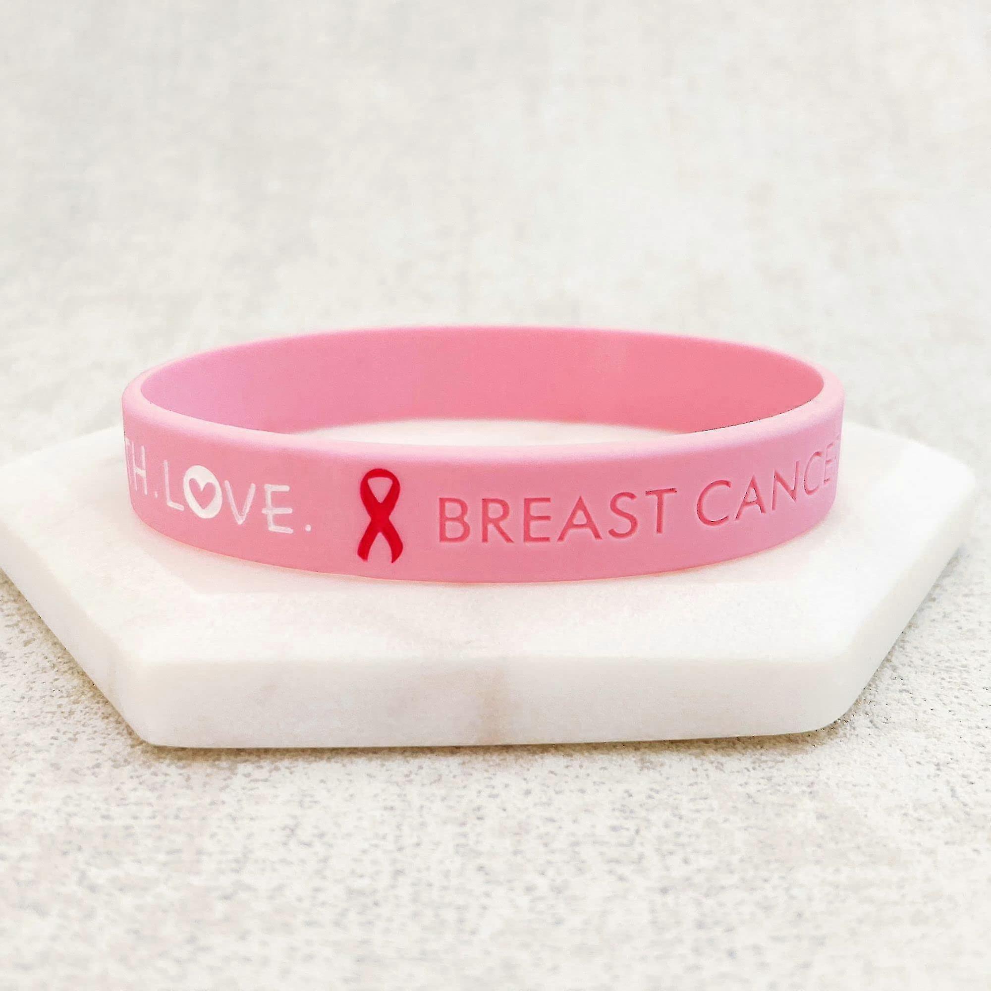6 Pulseras De Silicona Rosa Y Negro Para Concientización Sobre El Cáncer De Mama - Lazo Solidario