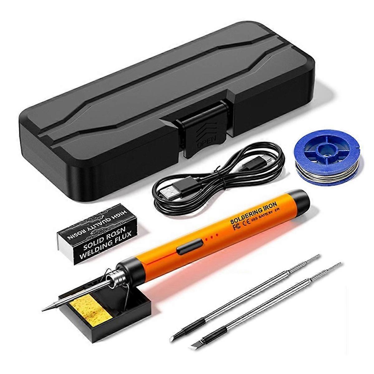 USB Rechargeable Portable Soldering Iron 3-Speed Temperature Adjustable Electric Repair Welding Iron Tool Orange