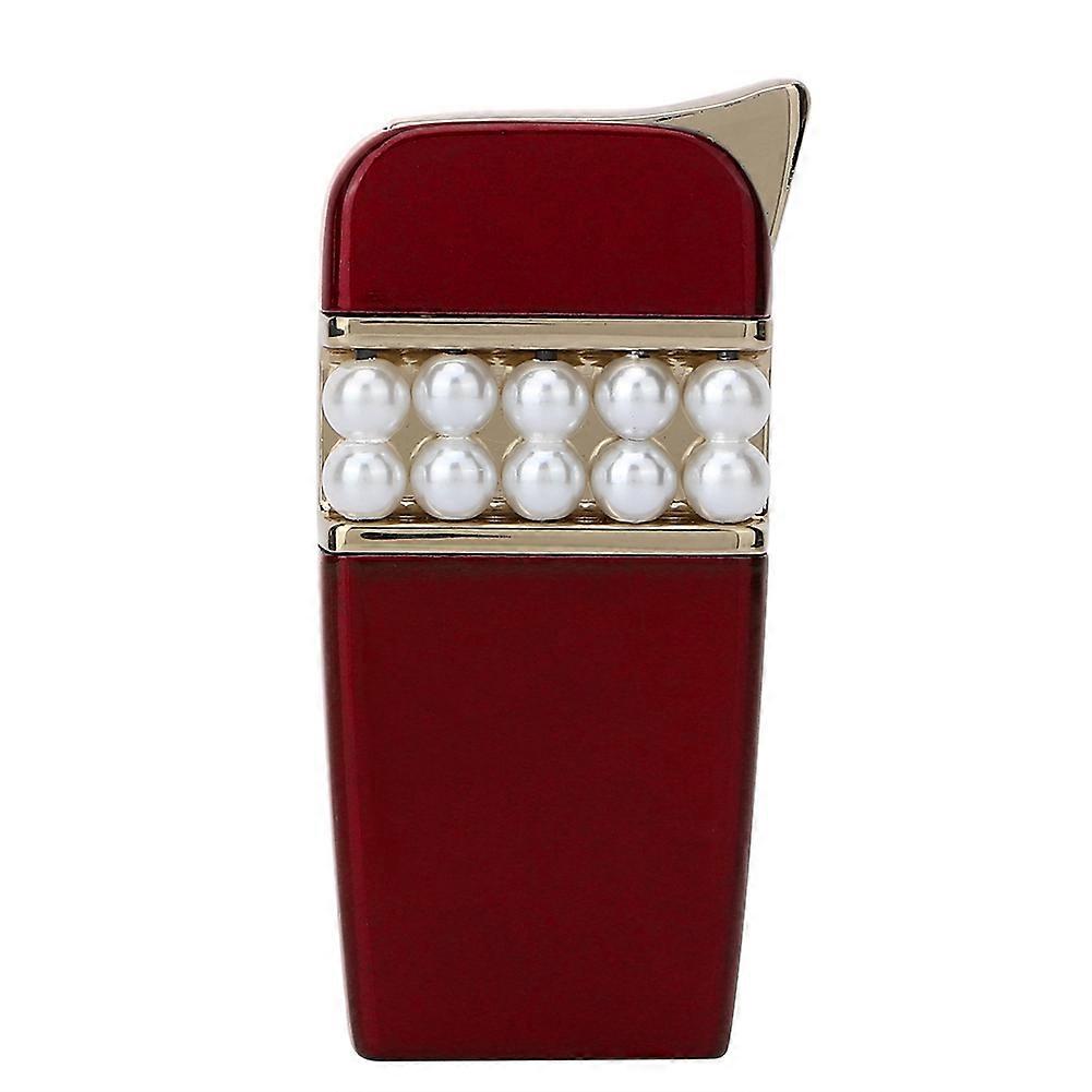 Isqueiro de cigarro com design de pérola e simulação de moda, gás butano, isqueiro para fumar (vermelho)