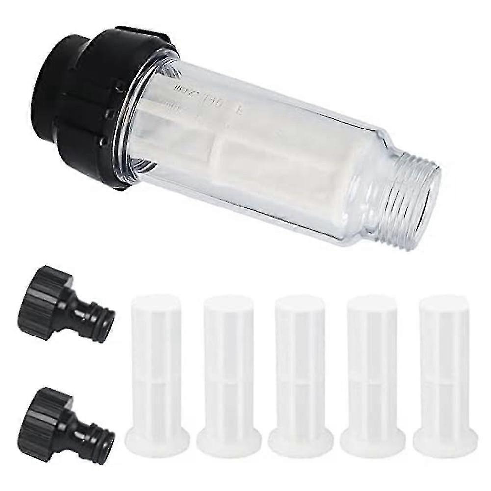 For  Water Filter Garden Hose, 3/4 Inch Water Pre-filter Water Filter Set With 5 Filter Inserts + 2 Quick Connect Fittings