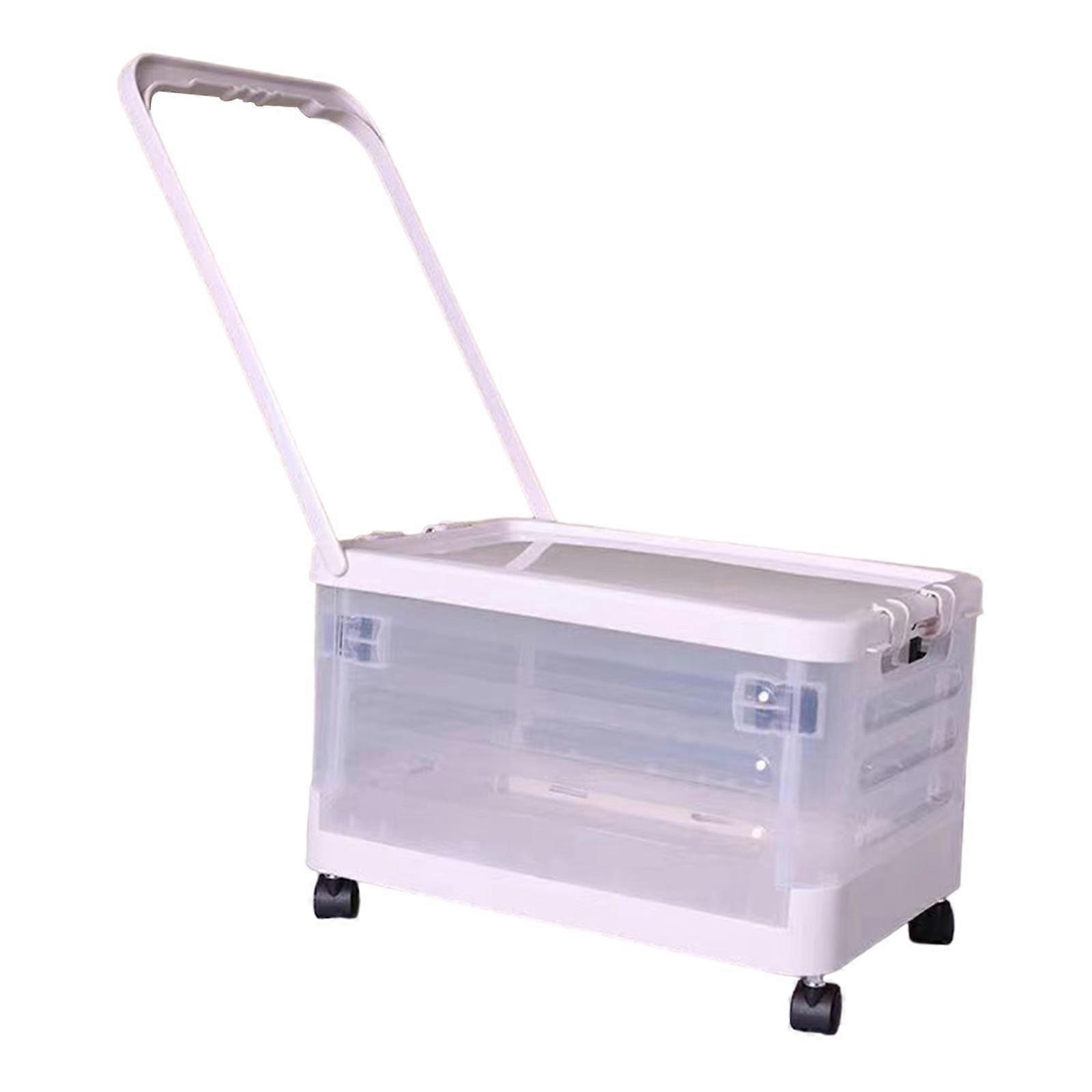 Storage Bin with Wheels and Handle Folding Storage Box for Household Camping Clear