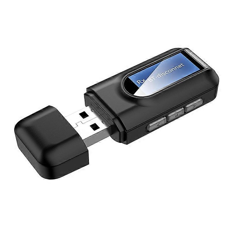 Bluetooth 5.0 Transmitter and Receiver, 2 in 1 Wireless Adapter with LCD Display 3.5mm AUX USB Ster