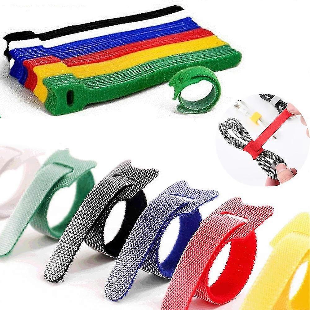 100pcs Releasable Cable Ties Colored Plastics Reusable Cable Ties Nylon Loop Wrap Zip Bundle T-Type Wire Cable Organizer