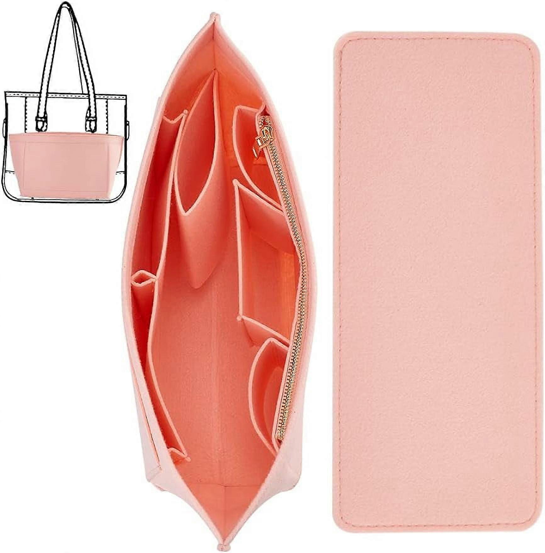 Felt Purse Organizer Base Shaper for Tote Bag Bag Organizer Insert for Handbags Multiple Pockets Felt Organizer Bag in Bag Shaper with Zipper Pockets