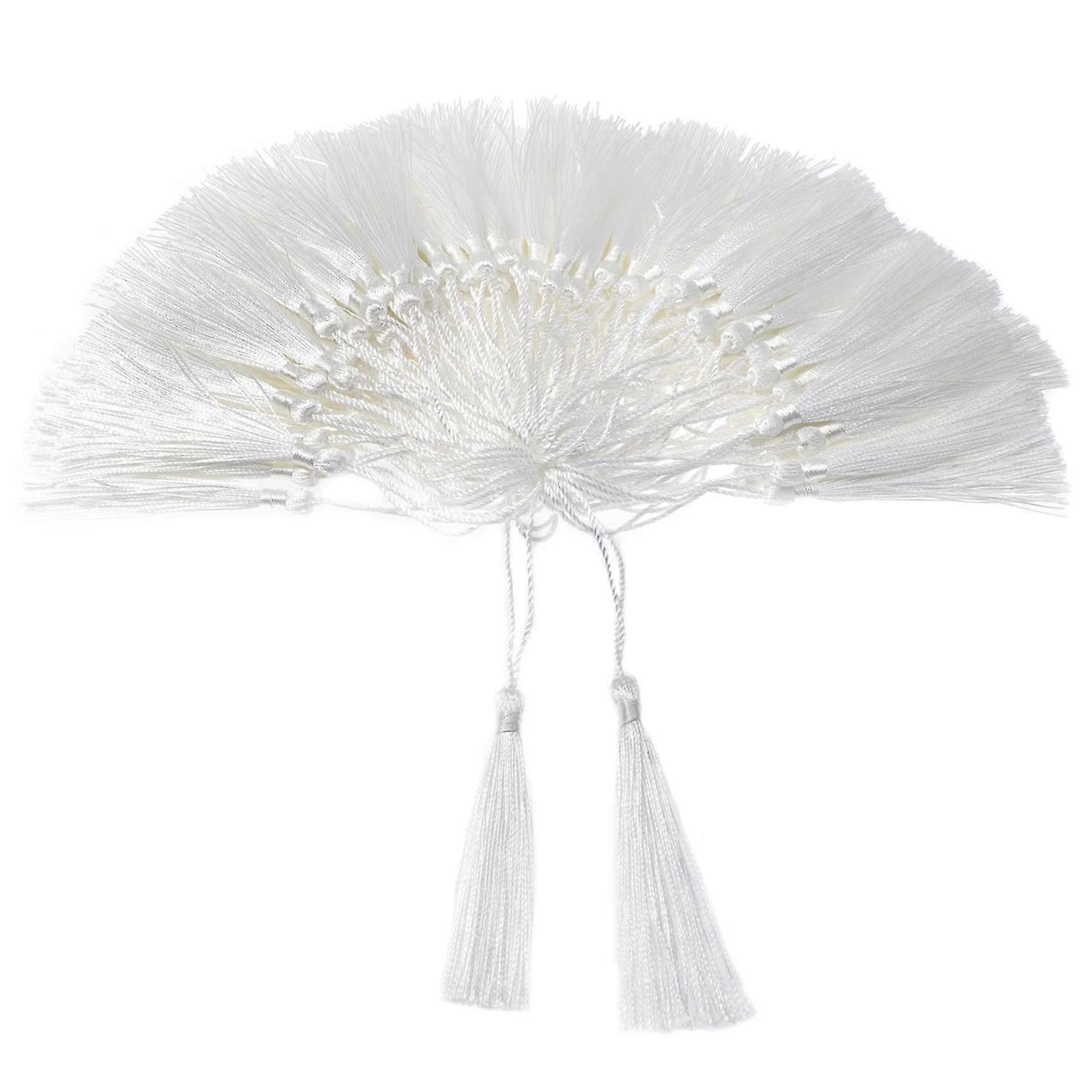 100 Pcs Blanc 13cm/5 Pouces Fait À La Main Doux Pompons Soie Marque-page Pompons Pour La Fabrication De Bijoux, BRICOLAGE Proje