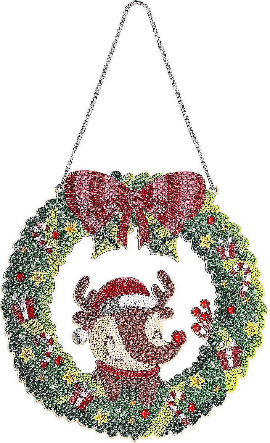 5d Diamond Painting Kit Christmas Wreath Hanging Diy Home Decor Handmade Decor Window Wall Door