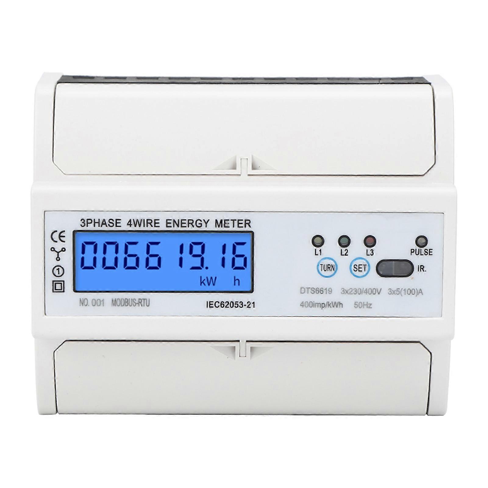 DTS6619~016 3~Phase Energy Meter 380V 7P LCD Digital Display Power Meter with Backlight NO.7964
