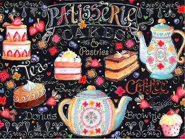 Peinture de diamant Broderie Gâteau Café Décoration murale Mosaïque de diamants Tableau noir Paysage Cristal Hobby