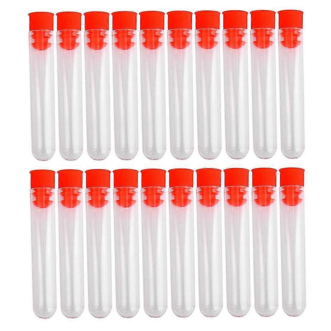 20 Pcs Non-completed Plastic Test Tubes Lab Test Tool With Screw Cap Transparent, 12 * 60mm