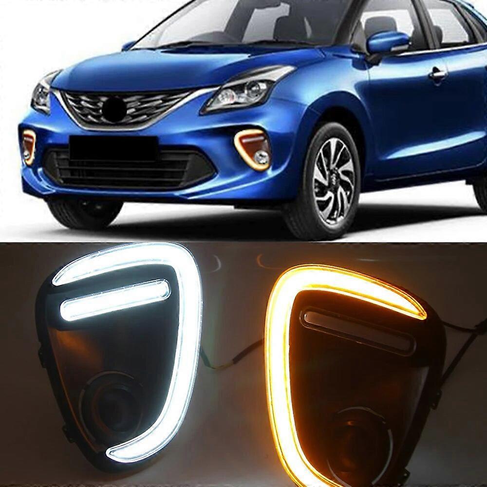 1 Set Car LED DRL For Suzuki Baleno 2019 2020 Daytime Running Lights Fog Lamp with yellow turn signal