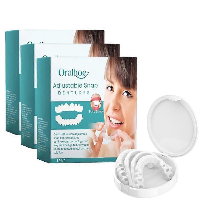 3x Snap On False Teeth Upper Lower Dental Veneers Dentures Tooth Cover Set