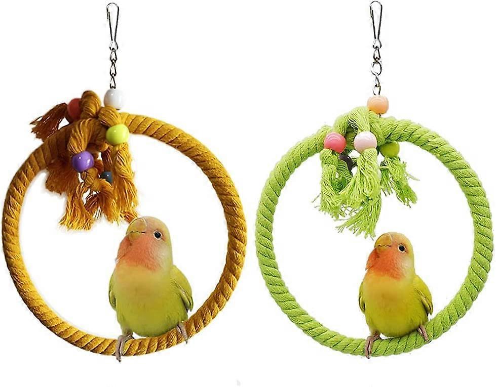 2 PCS Bird Swing Cotton Rope Ring