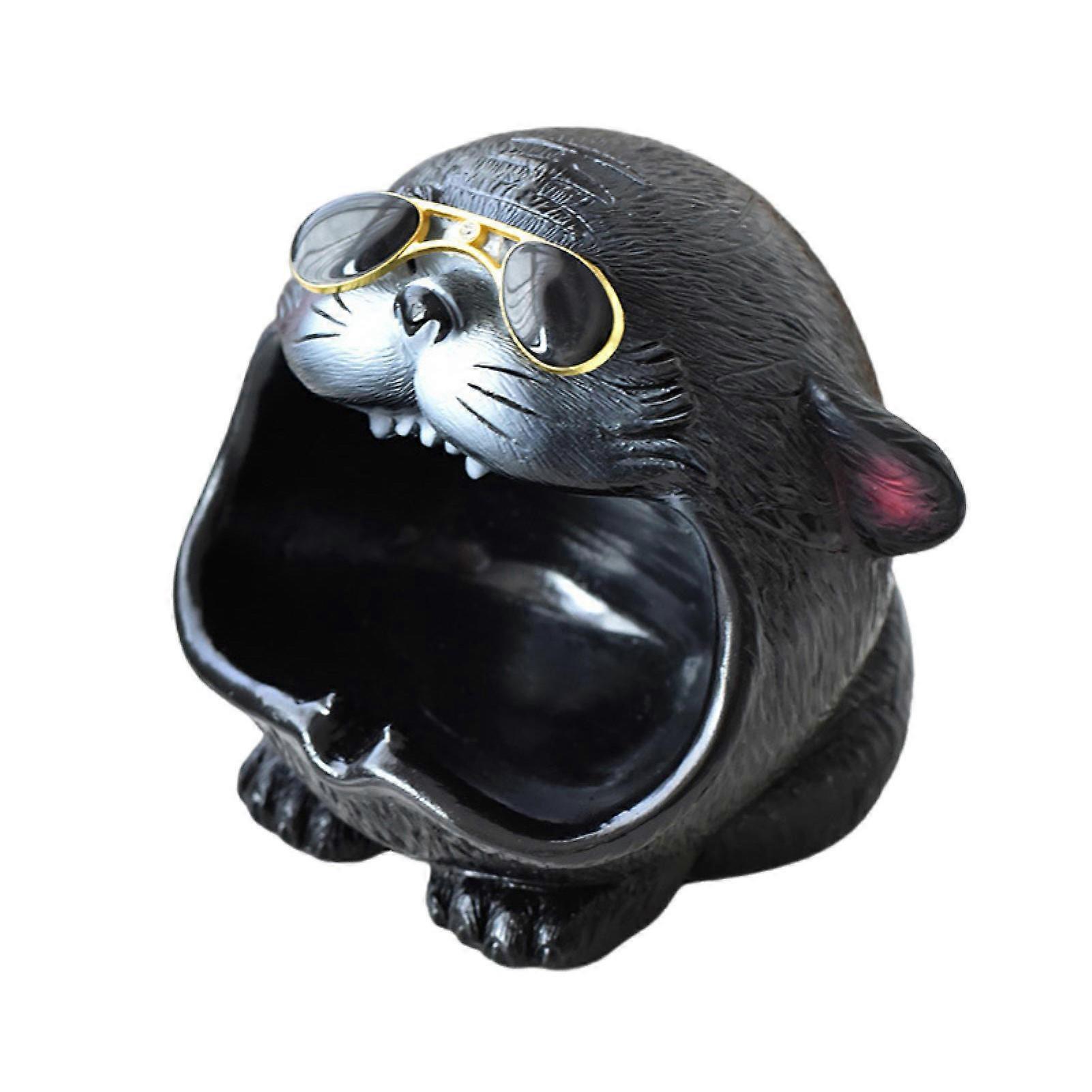 Tiger French Bulldog Ashtray Handmade Fireproof Coating Windproof Semi-Enclosed Animal Resin Table Ashtrays with Slots for Smoky Tool Gifts Home Offic