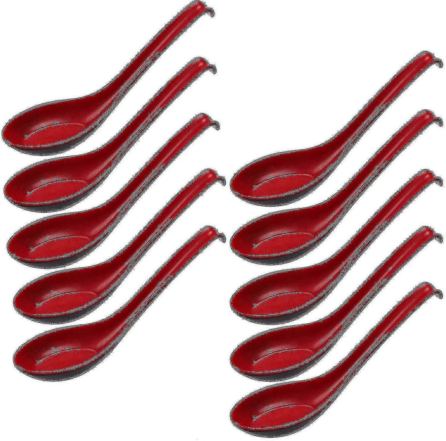 10pcs Miso Soup Spoon 6.3 Inch Rice Spoon With Hook, Long Handle
