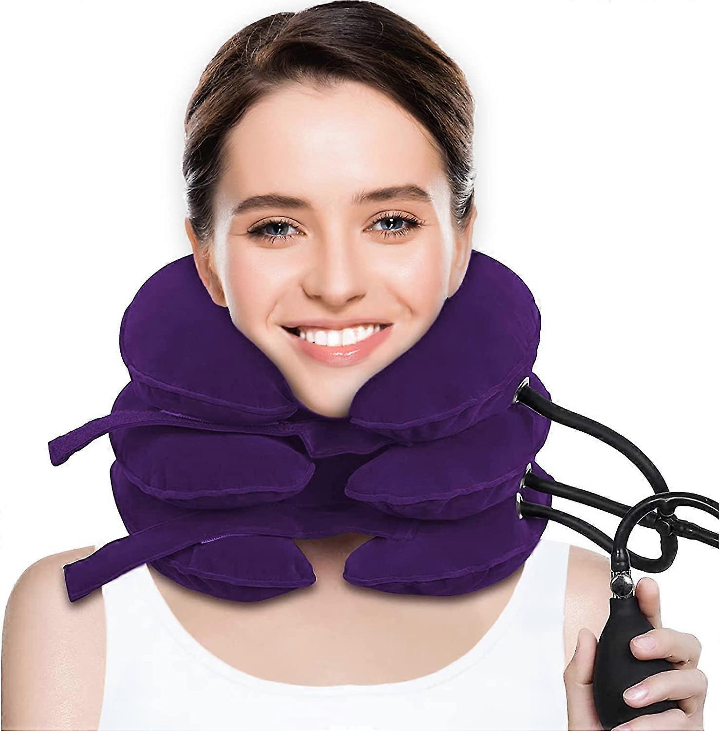Dispositivo de Tração Cervical para Alívio da Dor no Pescoço, Maca Inflável Ajustável para o Pescoço, Almofada de Tração para Uso Descompressão do Pescoço a