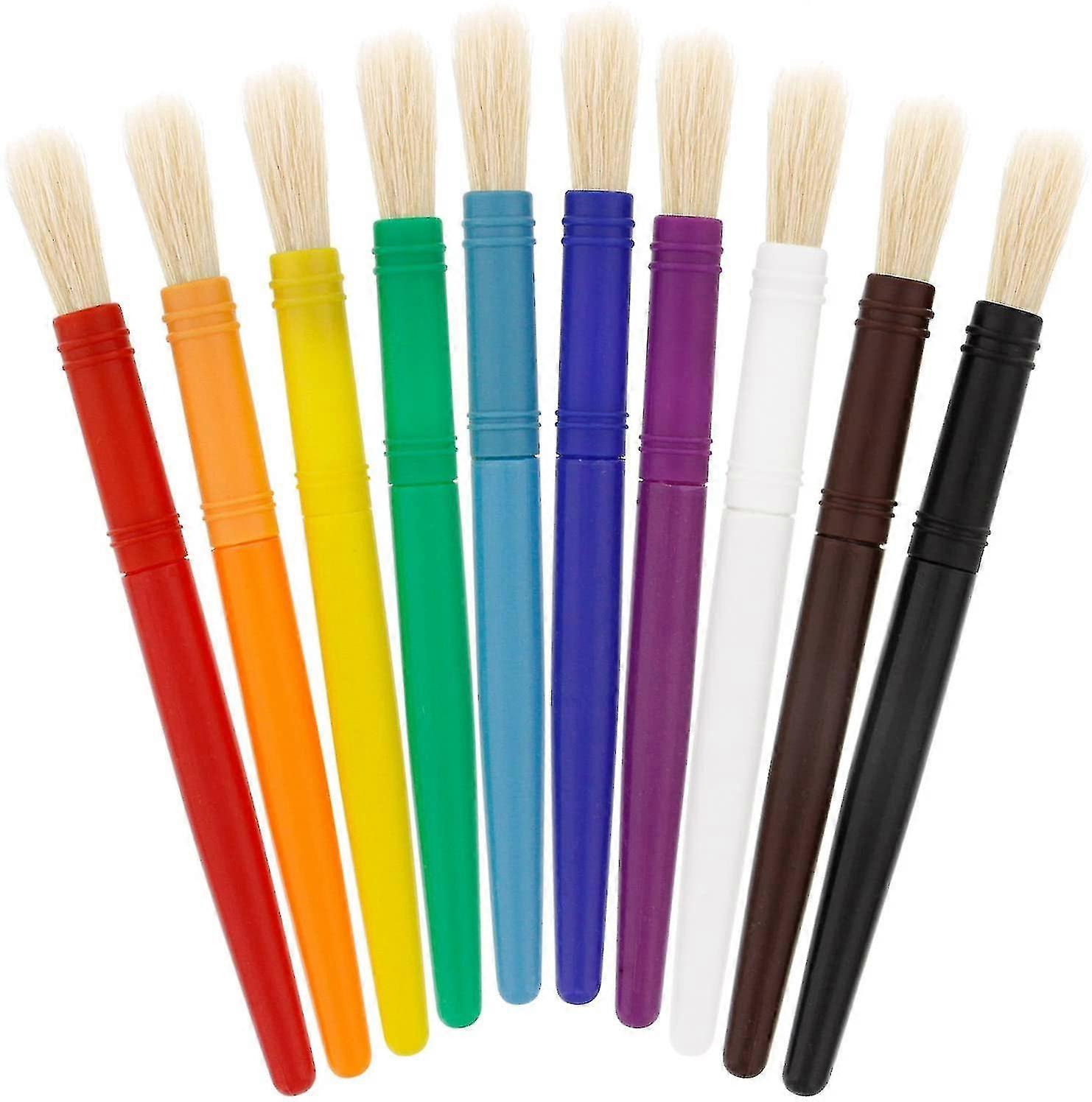 10 Piece Lar Round Chubby Hog Bristle S Tempera And Artist Bru