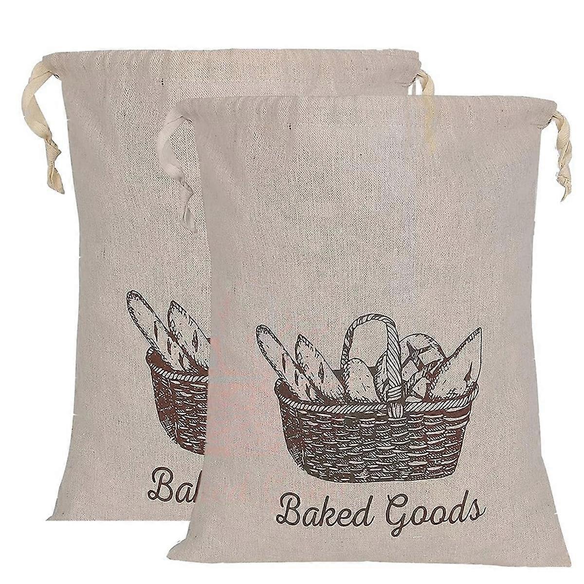 Bread Bags For Homemade Bread 2 Pack-Linen Bread Bag Reusable Natural, Bread Loaf Bags, Reusable Pr