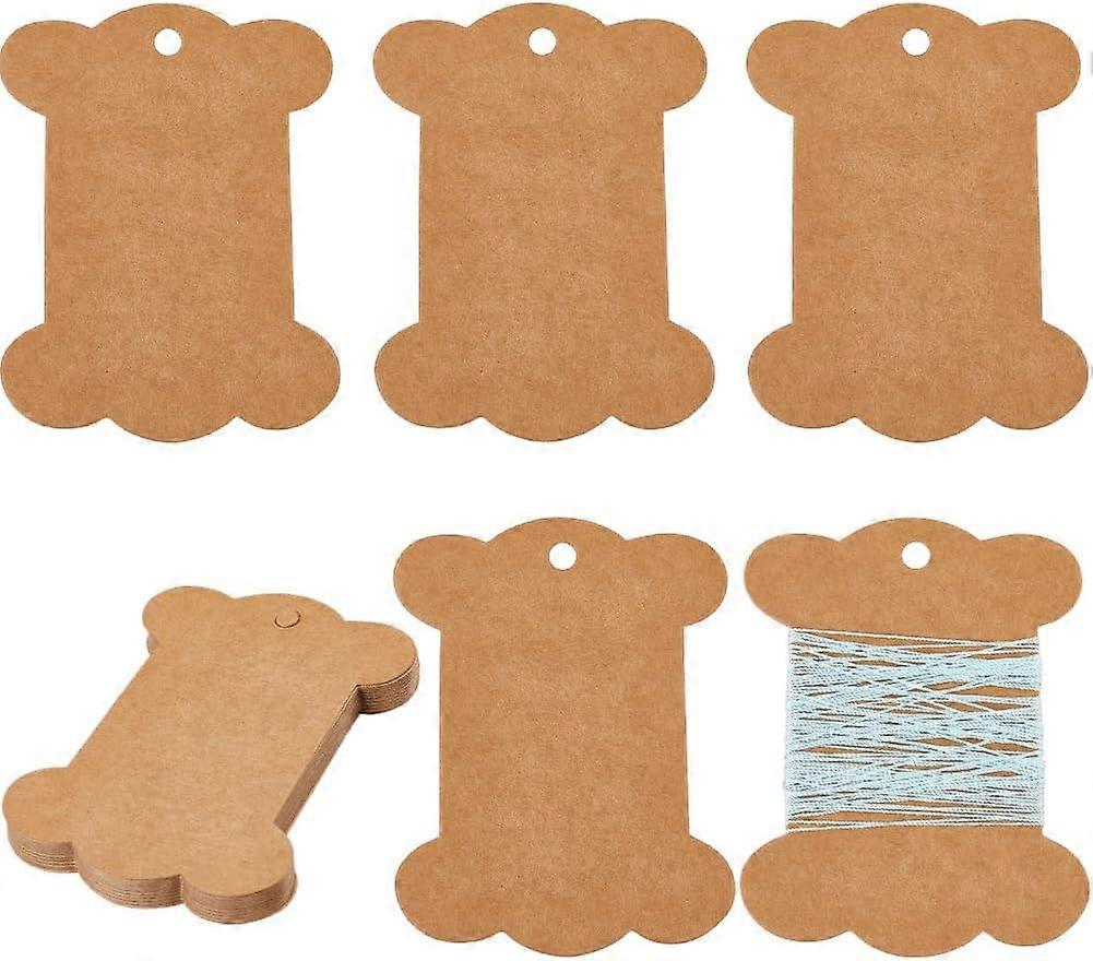 80Pcs Embroidery Thread Cardboard Bobbins Floss Bobbin Holder Kraft Paper Spool Camel Thick Cardboard Ribbon Storage Thread Wrapping Cards for Thread