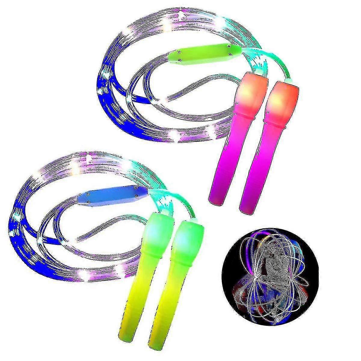 2 Pack Led Light Up Jump Rope Adjustable Length And Three Light Modes Speed Skipping Rope For Kid, Light Show, Fitness-yujia-YuJia