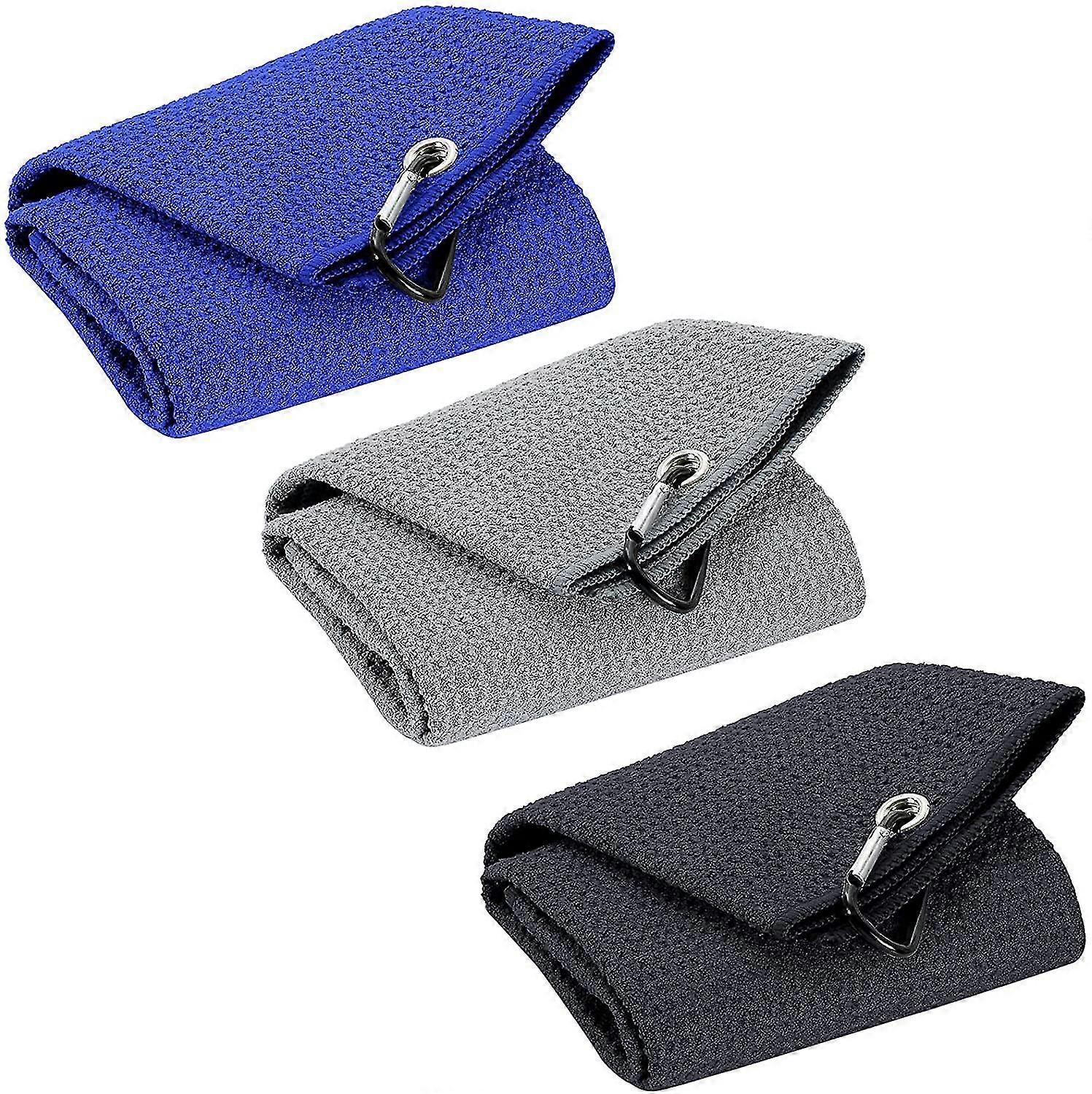 3pcs Tri-fold Golf Towel, Microfiber Golf Towel With Clip Golf Towels With Loop
