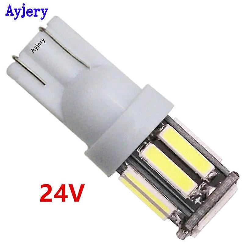 10 pieces 24v LED truck T10 7014 10 SMD W5W 194 168 7020 10 LED Coin Coin Bials Lamp Lumor Parking Light Plate - White
