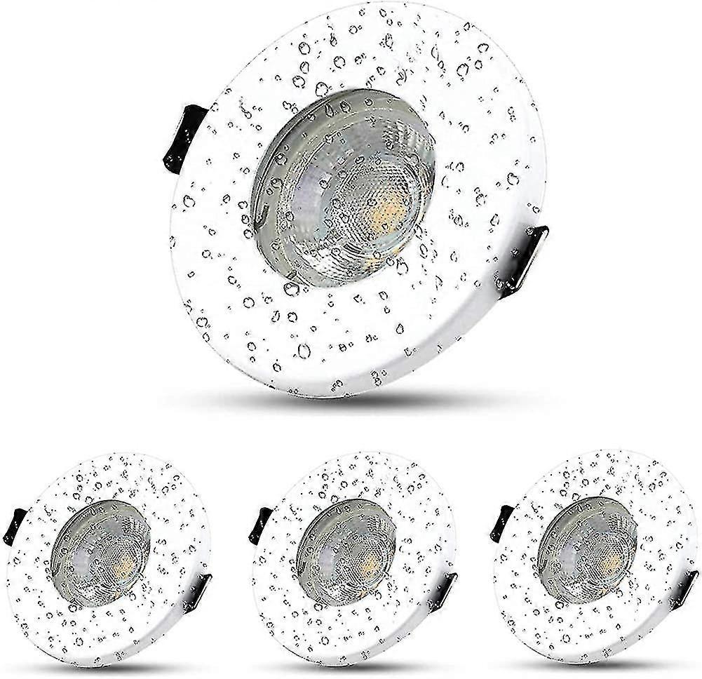 Set of 4 White Round Recessed LED Spotlights for Bathroom 5w Gu10 Led Recessed