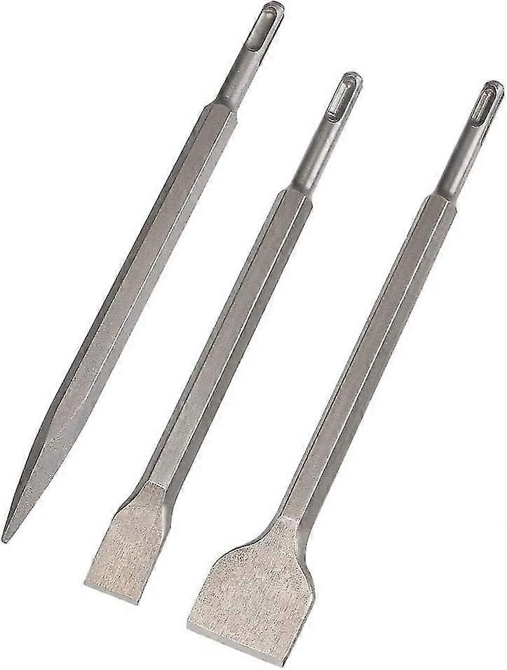 3 piece chisel set (wide chisel, flat chisel, pointed chisel) for light drills and impact hammers Standard work in concrete tile building blocks