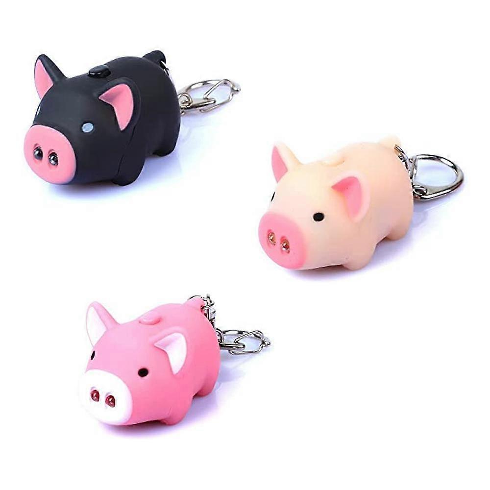 3 Pack Light Up Keychains - Cartoon Pig Design Light Up Sound Keychains Cute Plush Backpack Keychains - Cute Tote Keychains Cute Keyrings for Kids Pig