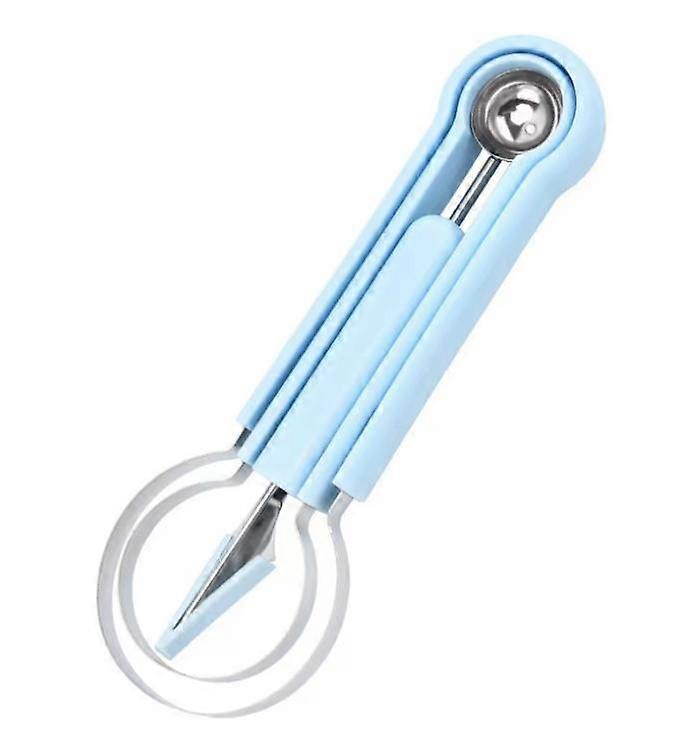 Blue (L 21.5*7.2cm)Melon Ball Scoop Set, Professional 4 in 1 Stainless Steel Watermelon Knife Fruit Carving Tool Set, Fruit Scoop Sliced Watermelon Kn