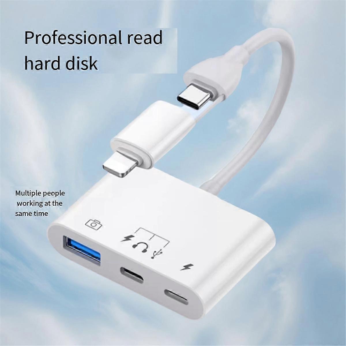 Typ-C-Adapter 3-in-1-OTG-Konverter Dual-Head-Multifunktionskartenleser für Mobiltelefon, Computer, Kopfhörer
