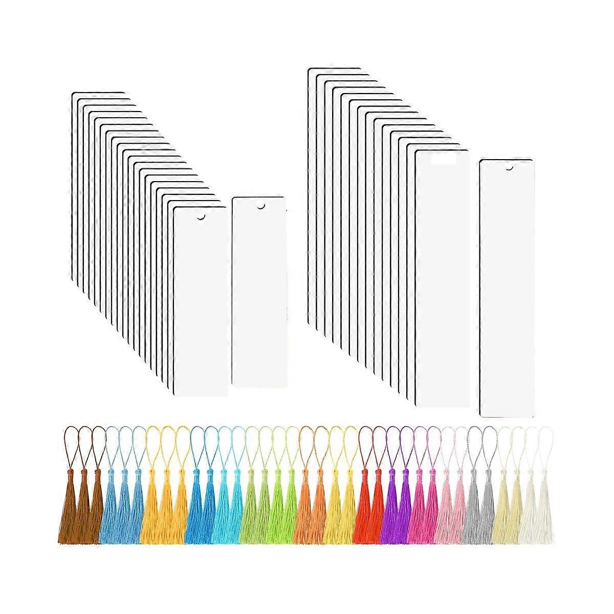 35Pcs Sublimation Bookmark Blank Heat Transfer MDF Bookmarks DIY Bookmarks with Hole and Colorful T
