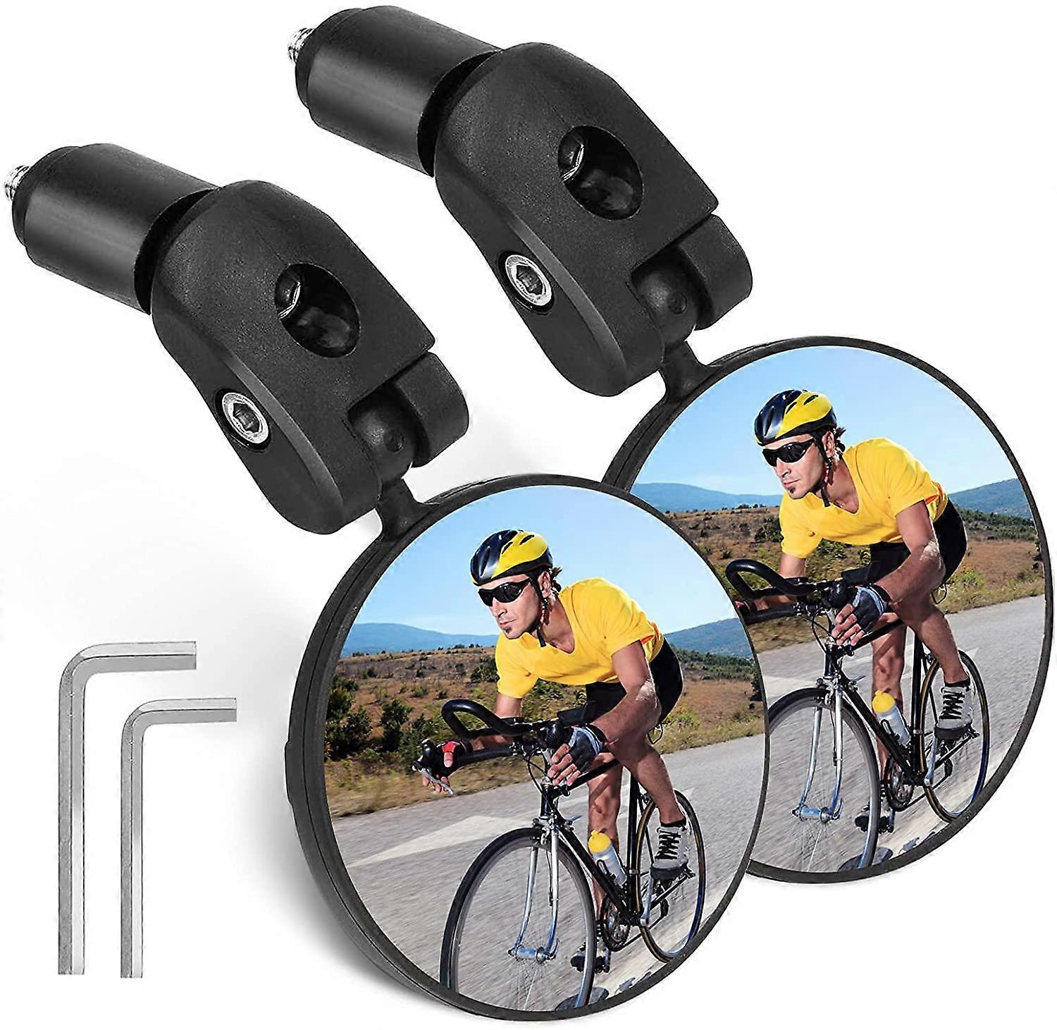 Fong Bike Mirror,Bicycle Mirror 360 Adjustable Convex Mirror2pcs Bike Rear View Mirrors Adjustable Rotatable Handlebar Mounted Plastic Convex Mirror f