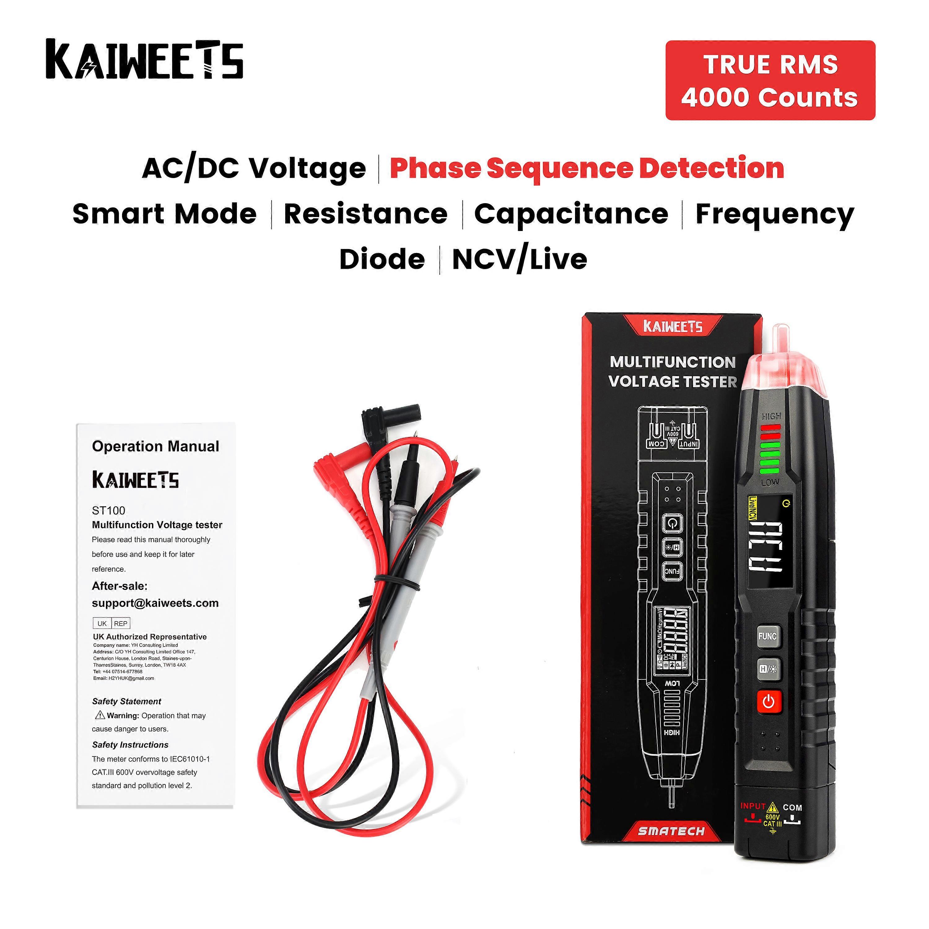 TRUE RMS Smart Pen Multimeter DC/AC Voltmeter Non-contact Resistance Diode Live Wire Hz Test Pen Breaking Point Test