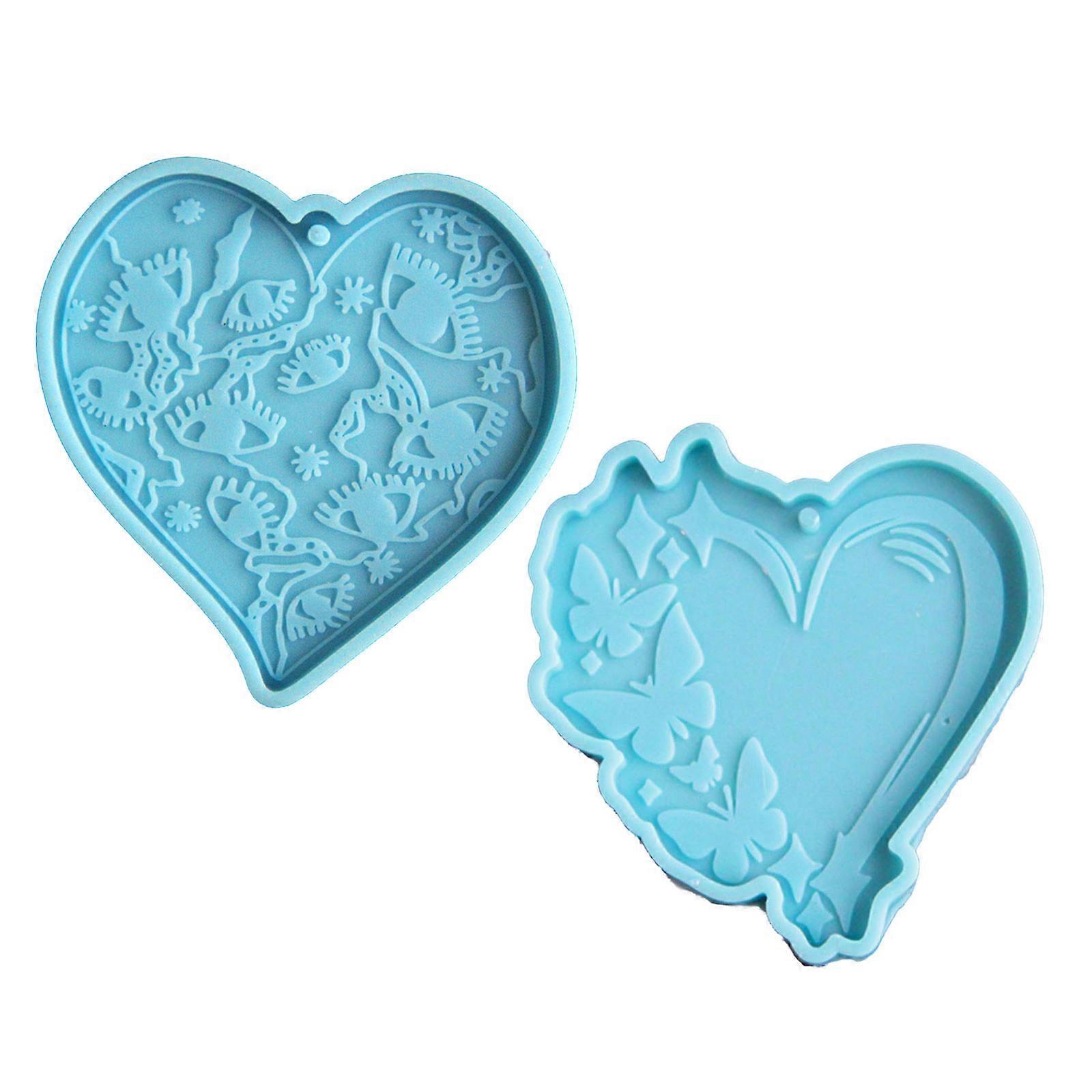 2Piece Keychain Mold for Resin Heart Eyes for Butterfly Keychain Epoxy Silicone