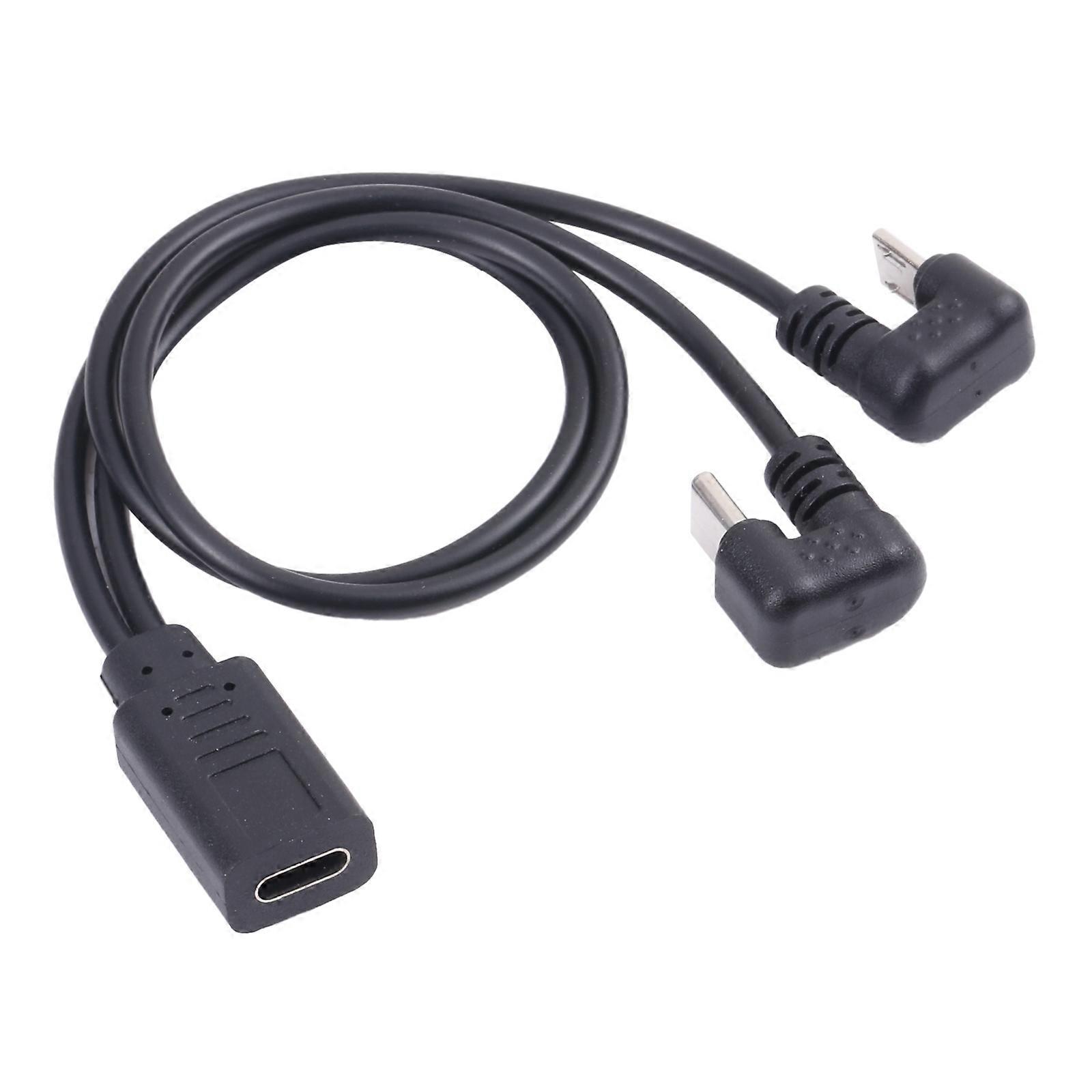 U-shaped Type-C Male + Micro USB to Type-C Cable