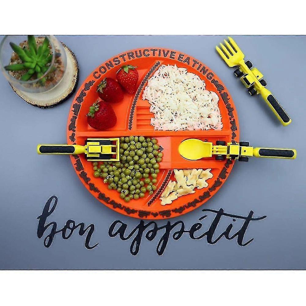 Children's Car Tableware Bulldozer Excavator Shovel Toddler Forks And Spoons Kids Utensils Tablewar