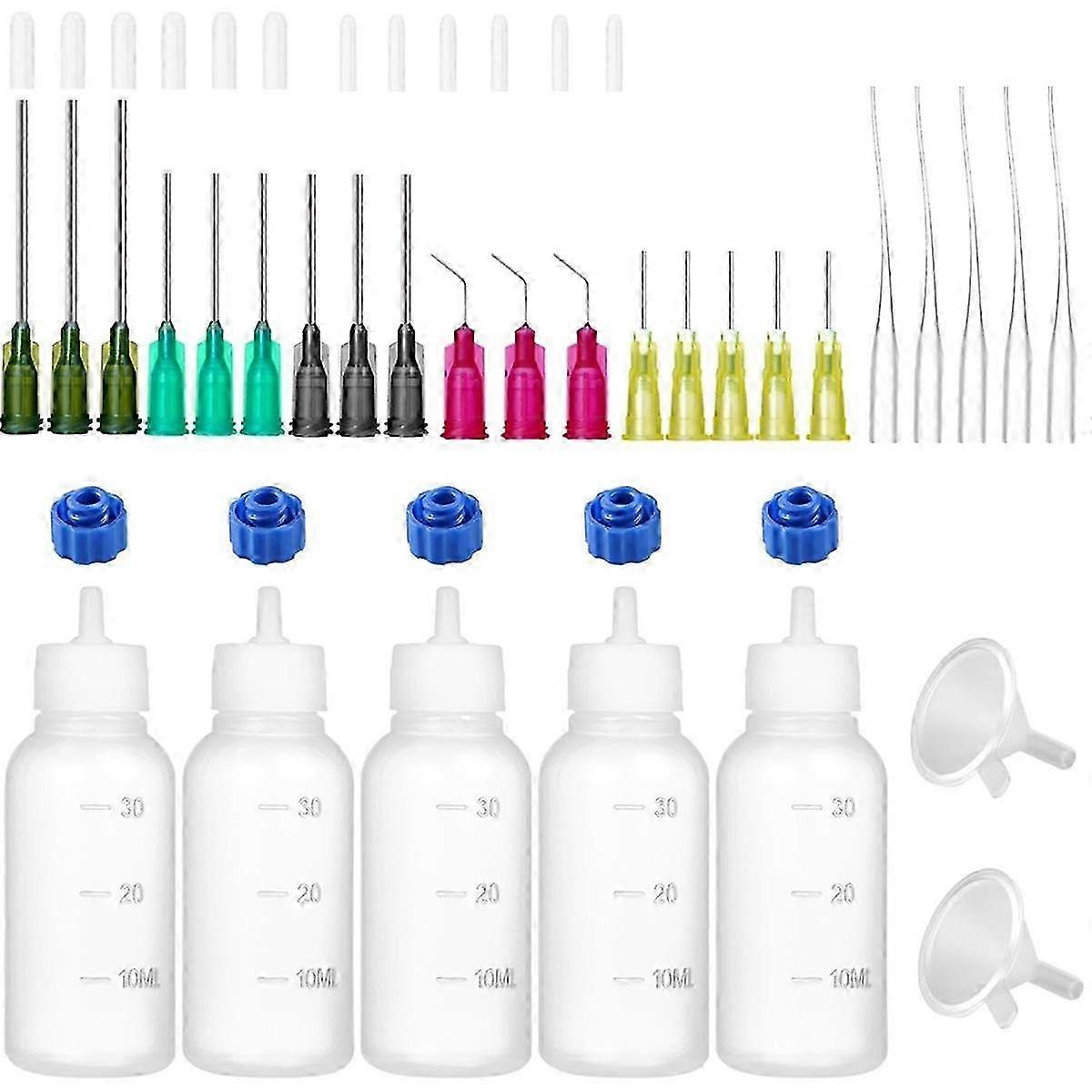 30ml Glue Precision Tip Applicator Bottle, Needle Tip Squeeze Bottle, 14ga 16ga 18ga 20ga 25ga Storage Cap Set 1